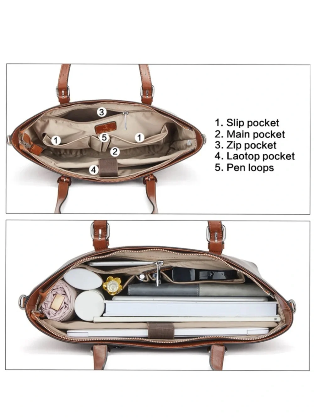 Bostanten Carol Women Briefcase Vintage Tote in Coffee and Brown Monogram NEW